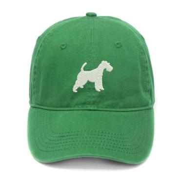 Imagem de Boné de beisebol masculino Fox Terrier bordado algodão lavado, Verde, 7 1/8