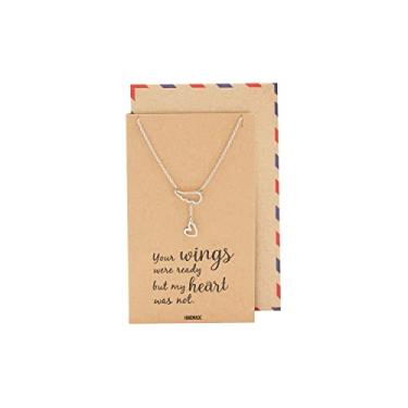Imagem de Quan Jewelry Colar de asa de anjo, colar de coração, joias comemorativas, presentes para mulheres, projetado nos EUA, Aço inoxidável Peltre