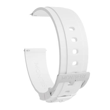 Imagem de MONTREUX Pulseira de relógio de liberação rápida de 20 mm – pulseira de borracha superfina (50% mais fina do que outras) - para Rolex, Omega, TAG Heuer, Seiko e mais - branca