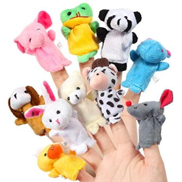Imagem de 10 Dedoches Fantoche Brincadeira Brinquedo Dedo Animais Bichinho Pelúcia Bicho Bebê Menor Preço