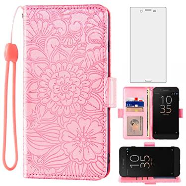 Imagem de Capa carteira compatível com Sony Xperia XZ/XZs 13.2 cm, protetor de tela de vidro temperado, suporte para cartão, acessórios de couro, capa de celular para Experia F8331 F8332 G8231 G8232 feminino
