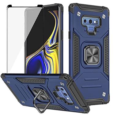Imagem de Asuwish Compatível com Samsung Galaxy Note 9 e capa protetora de tela de vidro temperado, acessórios para celular, suporte de anel, capa protetora fina híbrida para Glaxay Note9 Not S9 Azul
