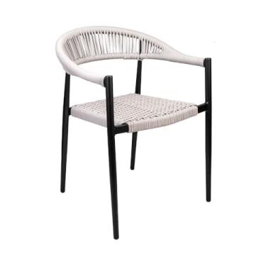 Imagem de Cadeira Área Externa de Alumínio Carmy com Corda Naútica Preto/Amêndoa G56 - Gran Belo