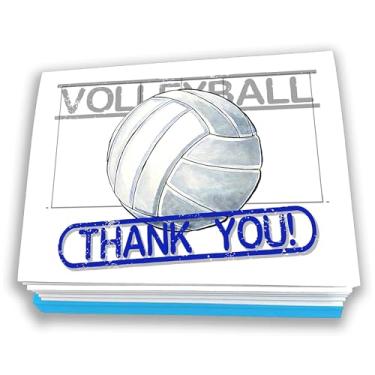 Imagem de Play Strong Cartões de agradecimento de voleibol, pacote com 12 (10,8 cm x 14 cm) conjunto de cartões esportivos ilustrados Powercard Note Card Pacote com 12 perfeito para jogadores de voleibol, técnicos, fãs e fanáticos – eles vão adorar!