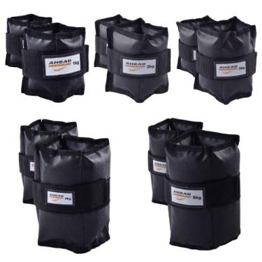Imagem de Kit com 5 Pares Caneleiras de Peso de 1kg À 5kg Ahead Sports Preta 
