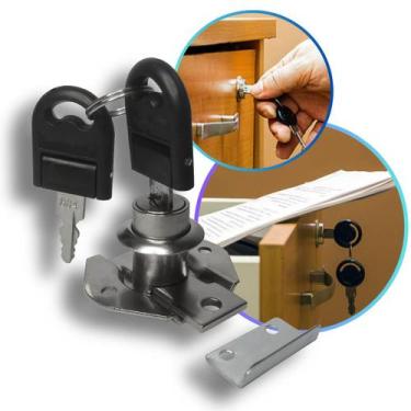 Imagem de Fechadura 22mm Tambor Cromado Gaveta Armário Chaves Batente - JOMARCA