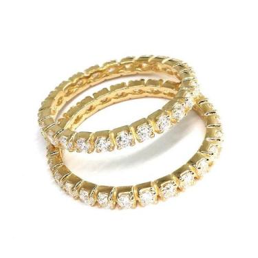 Imagem de Anel de ouro 18k aparador meia aliança pedras - Elegancy Joias, 20