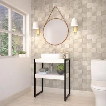 Imagem de Bancada Banheiro Estilo Industrial em AÇO/MDF - Lenna Decor, BRANCO