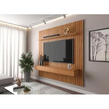 Imagem de Home Ripado SU 2.30 m Com 3 Gavetões Para TV Até 85'' Cor Cinamomo - P