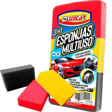 Imagem de Esponjas Multiuso Limpa Sem Riscar Kit com 3 Unidades - Luxcar