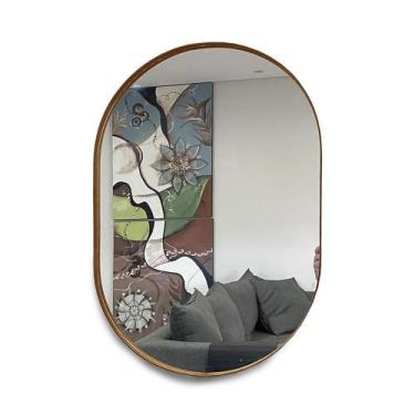 Imagem de Espelho Oval 60x40cm com Moldura - Lubrano, Caramelo