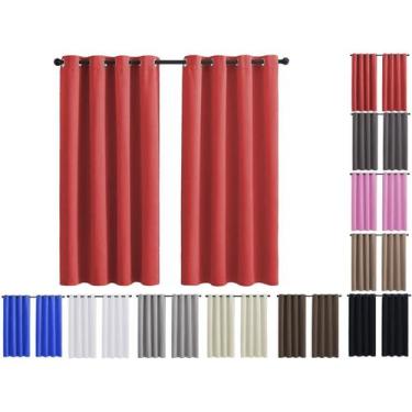 Imagem de Cortina Tecido Cozinha Sala Janela 2,00 X 1,40 Vermelha - Armazem do E