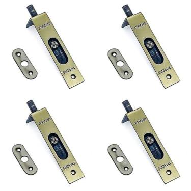 Imagem de Kit 4 Trincos Embutir Aço Porta De Madeira Bronze Pado 90 BX