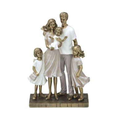 Imagem de Escultura Estatue Estátua Família Casal  Três Filhas Meninas Resina De