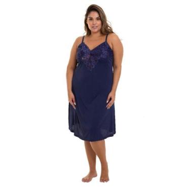 Imagem de Camisola Curta Com Renda Marinho Liganete Sepie 2352 Plus Size, 54, Ma