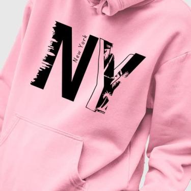 Imagem de Blusa Moletom Genuine Grit Masculina Estampada Algodão 30.1 NY, Rosa c