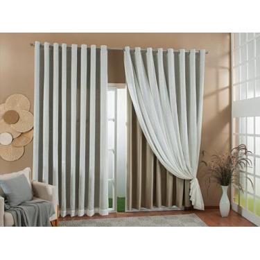 Imagem de Cortina Gaze De Linho Forro Blackout 3,00x2,20 Sala E Quarto Varias Co