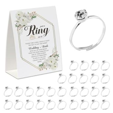 Imagem de Jogo Put A Ring on It (50 anéis com um sinal), Don't Say Wedding or Bride, divertido jogo de chá de panela, decorações de chá de panela, moldura geométrica, rosas-JZDS03