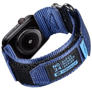 Imagem de Compatível com Apple Watch, pulseira de relógio para iWatch (série 10) de 42 mm, pulseira esportiva de nylon militar super resistente com design de laço
