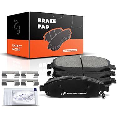 Imagem de A-Premium Conjunto de pastilhas de freio a disco de cerâmica frontal compatível com modelos selecionados de Jeep - Commander 2006-2010, Grand Cherokee 2005-2010, com ferragens, 4 peças