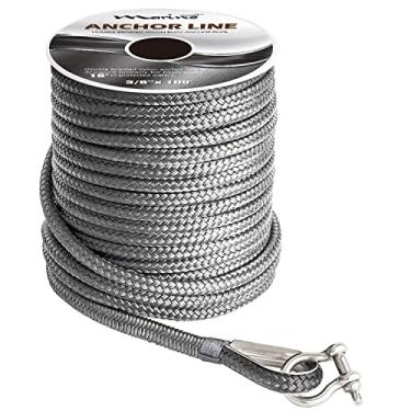 Imagem de MARINE SYSTEM Corda de ancoragem trançada dupla de nylon preto e cinza feita de 3/8 polegadas 30 pés 3/8 pés 100 pés (3/8" x 150' nylon cinza)