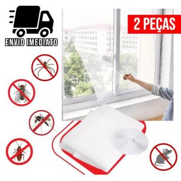 Imagem de Kit 2 Tela Mosquiteira Janela Ajustável Anti Insetos Proteção Pernilon