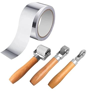 Imagem de FCHO Rolo de instalação de metal para carro com rolo de costura de 3 peças com fita adesiva de alumínio de 1,8 m para instalação com isolamento de som de carro