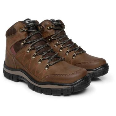 Imagem de Bota Adventure Masculina Couro Cano Médio Sola Tratorada Cadarço Moda 