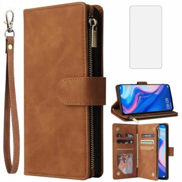 Imagem de Asuwish Capa carteira compatível com Huawei Y9 Prime 2019/Honor 9X/P Smart Z, protetor de tela de vidro temperado e capa flip de couro, porta-cartões, capas para celular para Havaí Enjoy 10 Plus,