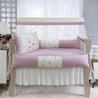 Imagem de Kit Berço Americano Menina E Menino Completo 9 Peças Borboleta Rosê - 