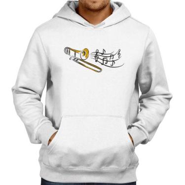 Imagem de Moletom Trombone Notas Musicais - Foca na Moda, Branco, P