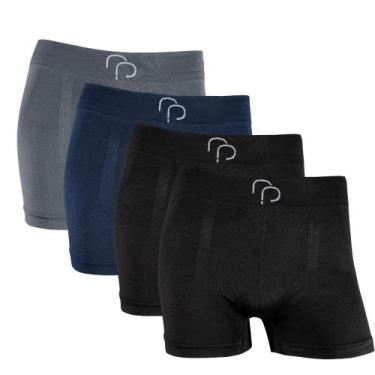 Imagem de Kit Cueca Boxer 04 Unidades Microfibra Sem Costura - RP, 2 pretas, 1 a