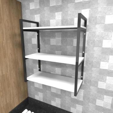 Imagem de Prateleira industrial lavanderia aço cor preto 60x30x68cm CxLxA cor md