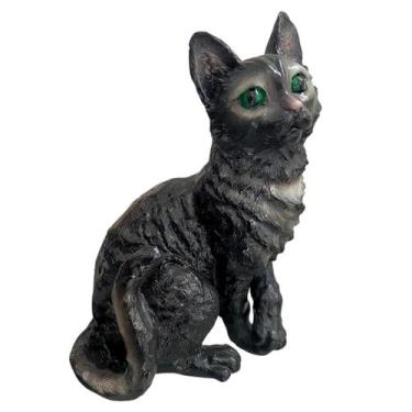 Imagem de Escultura em Resina Estatueta Decorativa Forma de Gato Sentado Realist