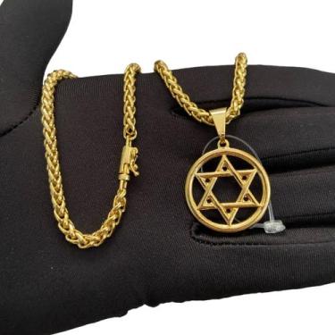 Imagem de Cordão Peruano 5mm + Pingente Estrela De Davi Banhado a Ouro - ToJoia1