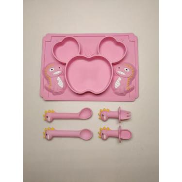 Imagem de 1 Prato Infantil de Silicone Dinossauro - Fundo com 2 Ventosas SE520 -