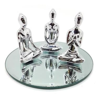 Imagem de Kit Trio De Ioga no Espelho Estátua Meditação Porcelana pta - Flash