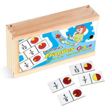Imagem de Domino das frações infantil de madeira  28 peças pedagogico - CARLU