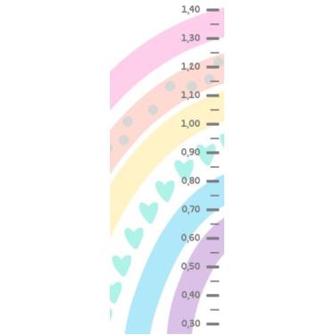 Imagem de Adesivo de Parede Infantil Régua de Crescimento Arco Íris Colorido Can