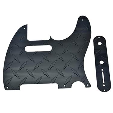 Imagem de KAISH Placa de diamante vintage 5 furos Tele Pickguard com placa de metal alumínio diamante placa de controle e parafusos para telecaster americano/mexicano FD preto