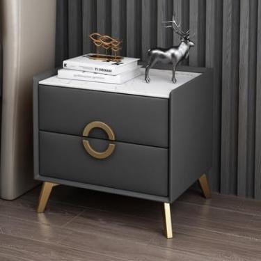 Imagem de Mesa de cabeceira pequena para móveis de quarto, cômoda de madeira para quarto, mesa lateral de café com armazenamento, mesa de cabeceira com 2 gavetas, mesa de cabeceira de madeira maciça, cinza