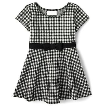 Imagem de The Children's Place Vestido elegante de manga curta e tamanho único para bebês meninas, Simplesmente branco., 6-9 Meses