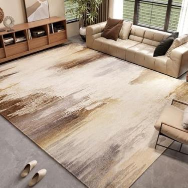 Imagem de Abstrato Listrado Tapete Arte Floral Decorativo Tapete Bege Grande Tamanho Sala de Estar Tapetes Confortáveis Fácil de Limpar Quarto Tapetes, YHT027,3,D,300x400CM