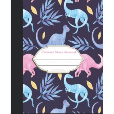 Imagem de Primary Story Journal: Dinosaur primary story journal composition book grades k-2 writing notebook, Dotted midline with picture space