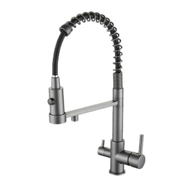 Imagem de Torneiras de cozinha pretas, escova de níquel, torneira misturadora de cozinha, torneira com sensor, filtro de água quente e fria, purificador de água, cinza