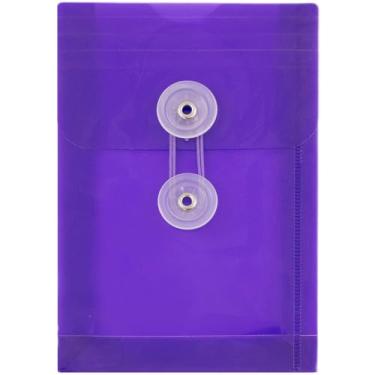 Imagem de JAM PAPER Envelopes de plástico com fecho de botão e cordão - 11 x 16 1/4 - roxo - pacote com 12