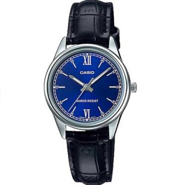 Imagem de Casio Relógio feminino de quartzo padrão o ano todo, Preto/azul, Tek Beden, Alça