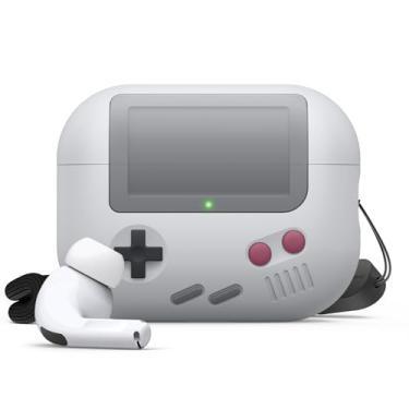 Imagem de elago Capa AW5 para Estojo do AirPods Pro 2, Design de console clássico de jogos portáteis, compatível com AirPods Pro 2ª Geração, cordão de nylon incluído [Cinza Claro]