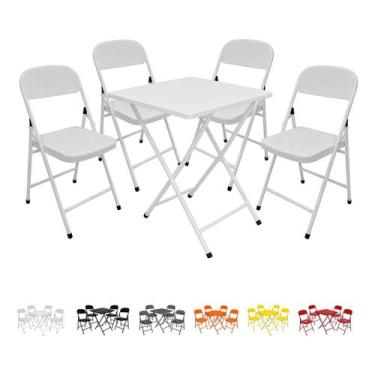 Imagem de Jogo Conjunto De Mesa C/ 4 Cadeiras Dobráveis Bar Lanchonete Restauran