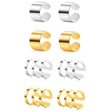 Imagem de Tornito – 10 pares de brincos de aço inoxidável para cartilagem de hélice com clipe para cobrir brincos de nariz falso anel sem piercing ajustável Multicor